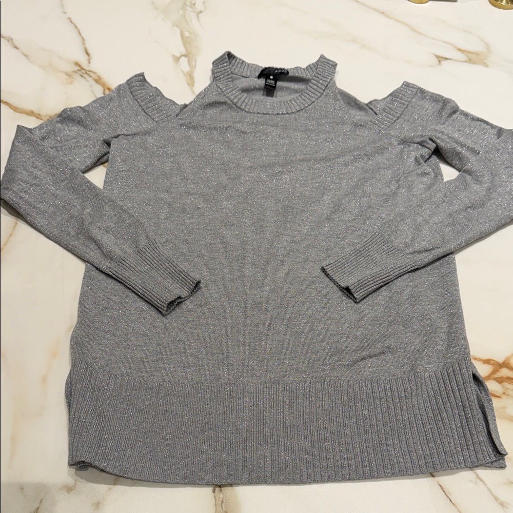 Aqua shimmer Cold Shoulder Sweater